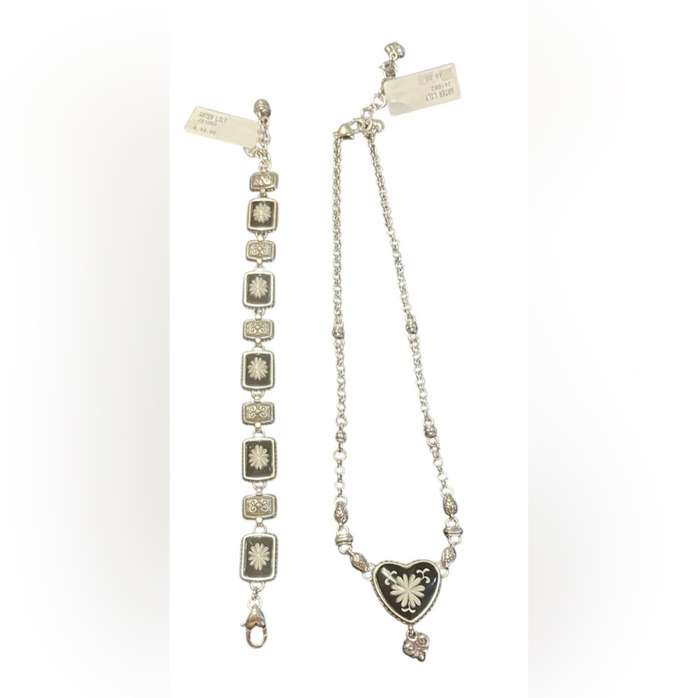 Vintage Retired 2 Piece BRIGHTON ‘Water Lily’ Reversible Necklace and Bracelet - Picture 5 of 7